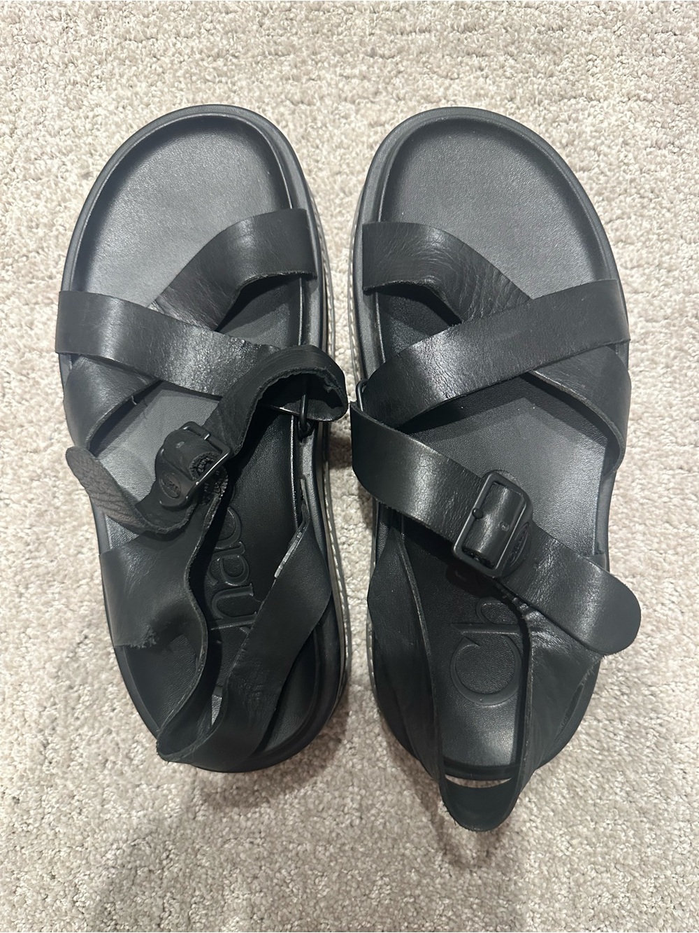 Black Leather Chacos